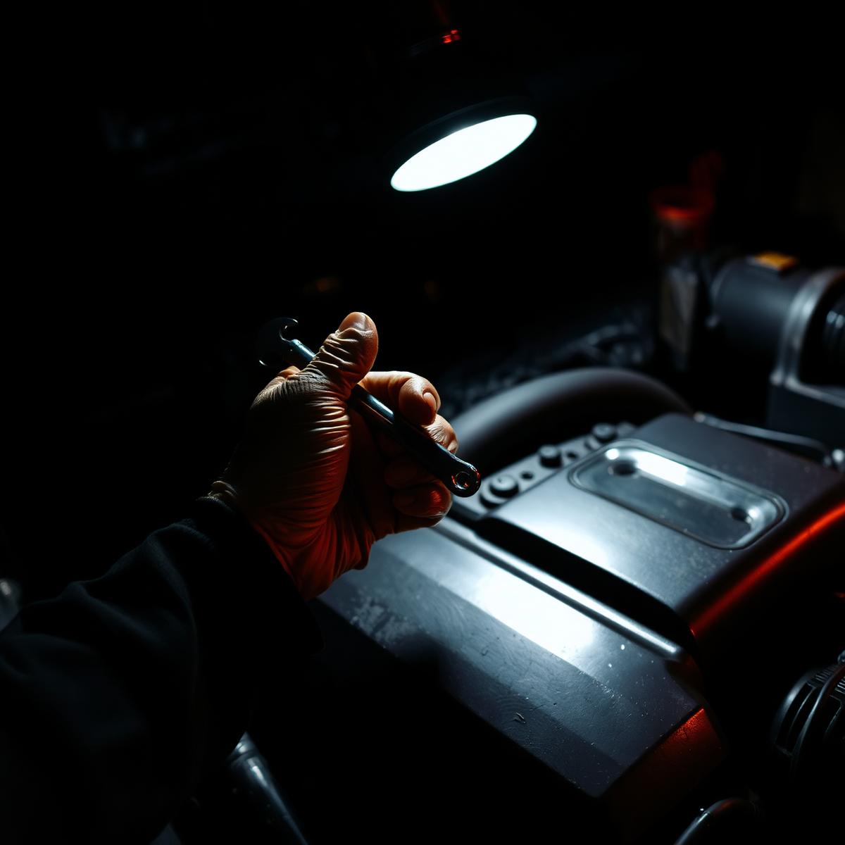 Mechanic working on engine